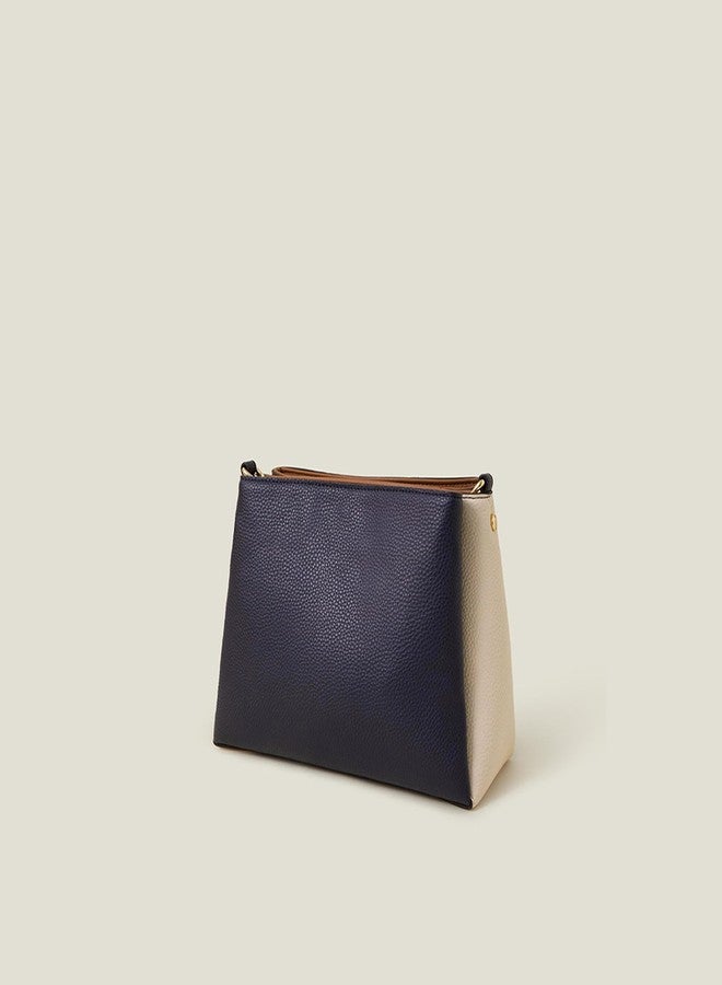 أكسيسورايز حقيبة كتف نسائية من أكسسورايز لندن، زرقاء اللون، بثلاثة أقسام | أحدث حقيبة كتف نسائية | حقيبة كروس أنيقة للنساء | حقائب نسائية للاستخدام المكتبي والعمل | هدية للسيدات - Image 3